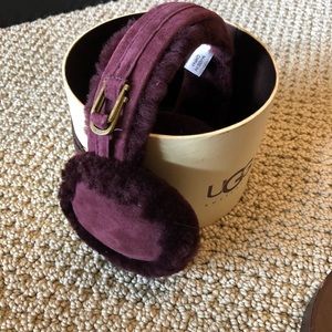 UGG maroon fuzzy ear muffs NWT